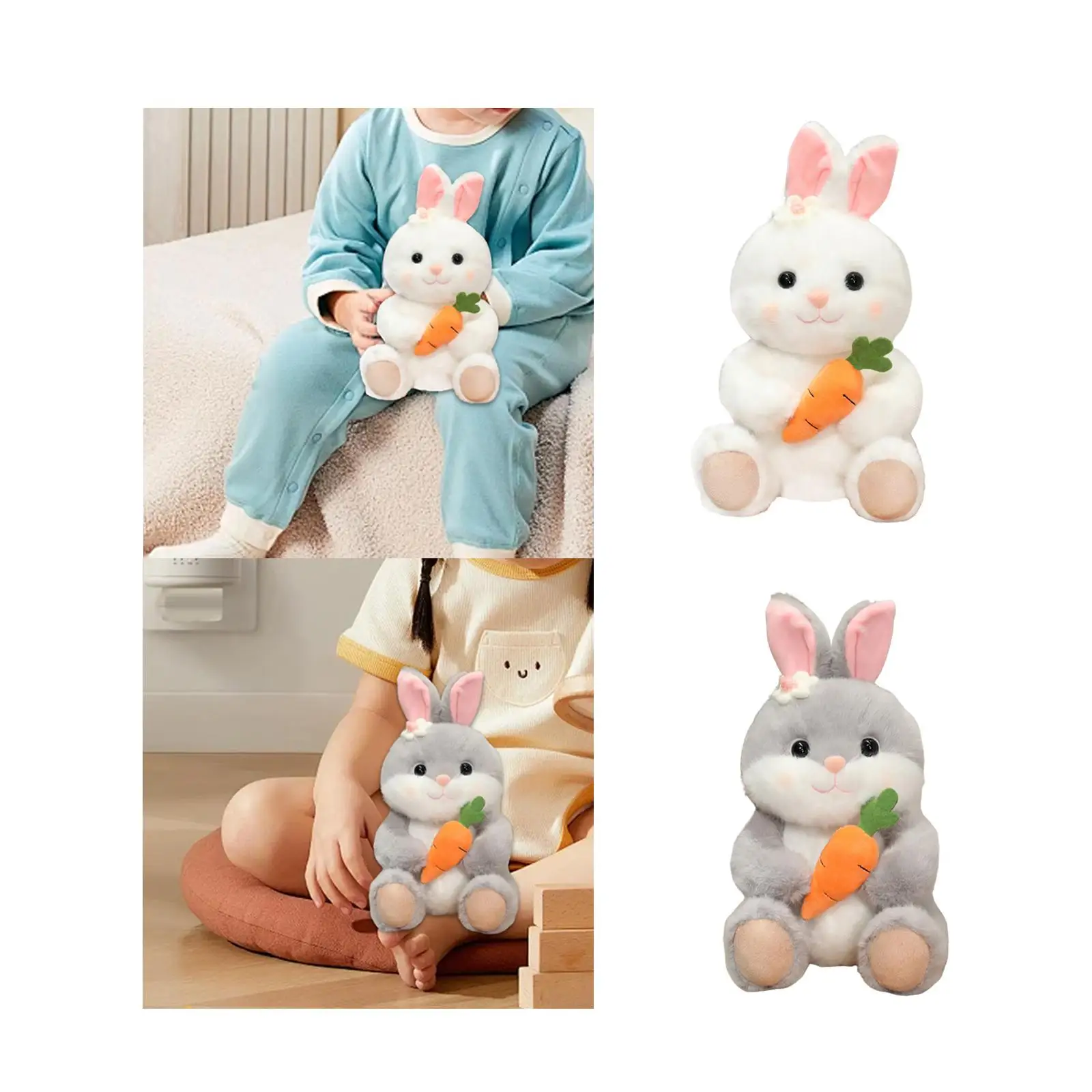 Rabbit Plush Toy with Carrot,Cute,Companion,Rabbit Doll,Stuffed Toy for Baskets Filler Home Decoration Gift for Kids Girls