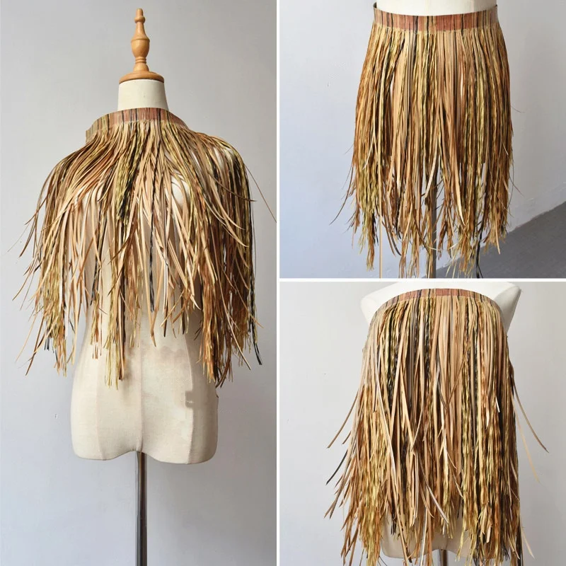 Designer Plastic Synthetic Grass Fabric Tassel Fringe for Sewing Skirt Tops Trimming DIY Craft Accessories 50x48cm
