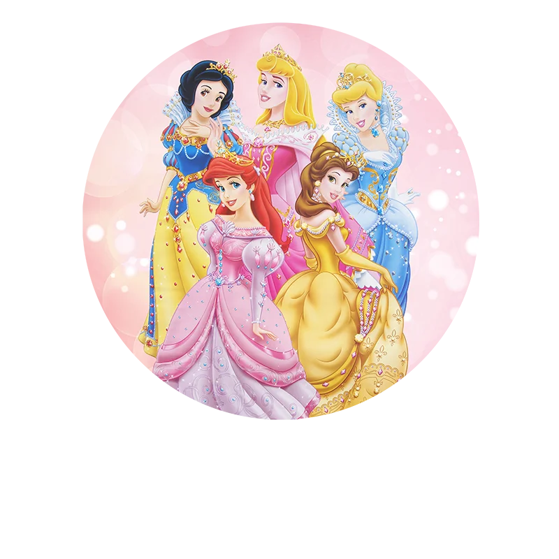 Disney Princess Party Background Decors Round Customized Backdrop Children\'s Birthday Decoration Wedding Banner