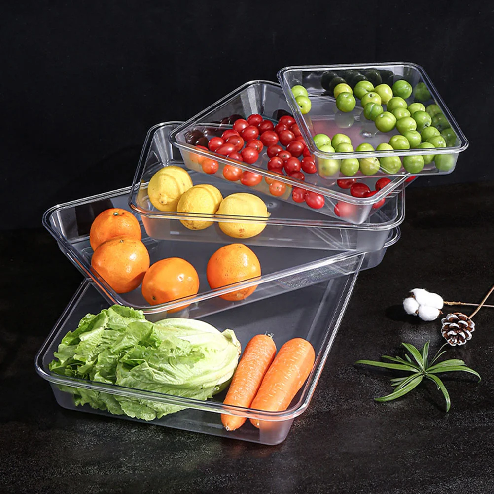 

1Pcs Rectangular Acrylic Snack Plate Transparent Crystal Clear Large Capacity Non-Slip Frosted Bottom Suitable for Home Party