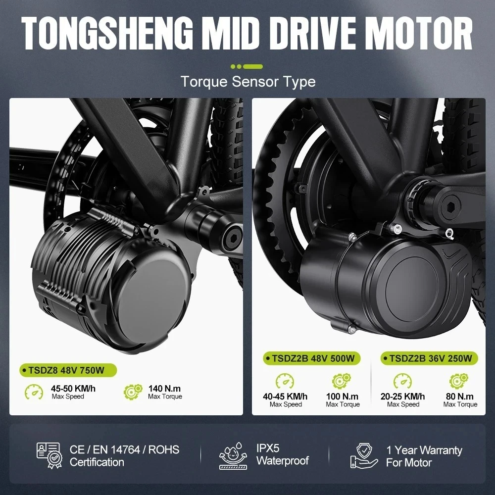 

Tongsheng TSDZ8 48V 500W 750W Mid Drive Motor eBike Conversion Kit with Torque Sensor Electric Bicycle BB 68-73mm