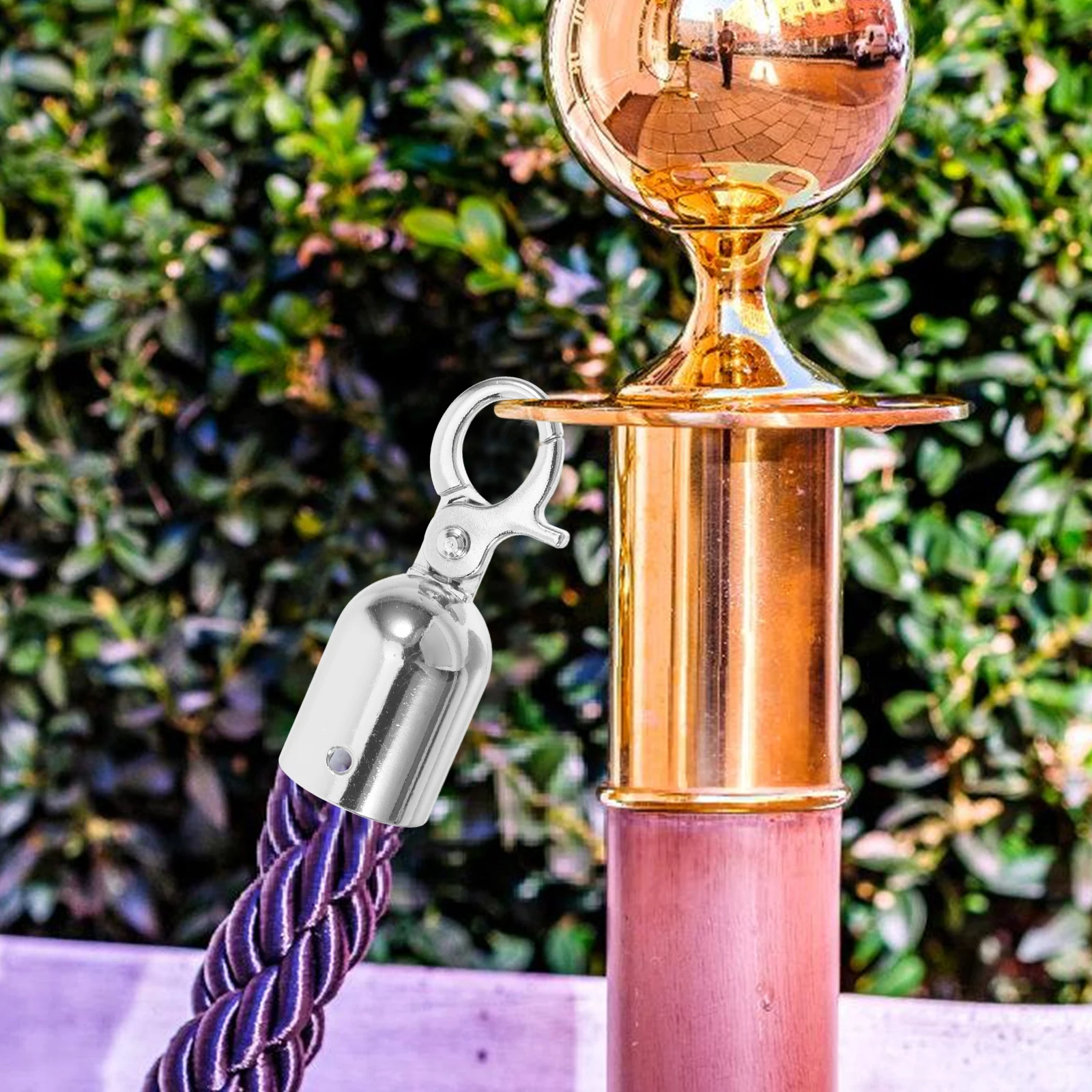 

2 Pcs Stanchion Rope End Stopper Compact Structure Stainless Steel Barrier Cord End Caps for Crowd Control Hooks