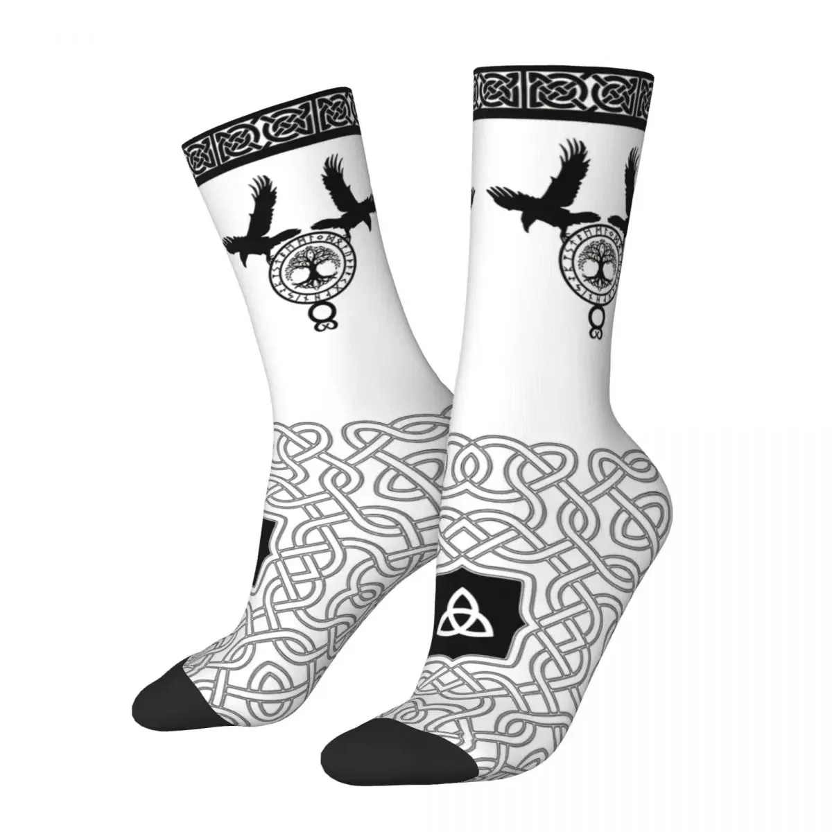 

Happy Funny Men's Socks Yggdrasil Huginn W Vintage Harajuku Viking Street Style Novelty Crew Crazy Sock Gift Pattern Printed