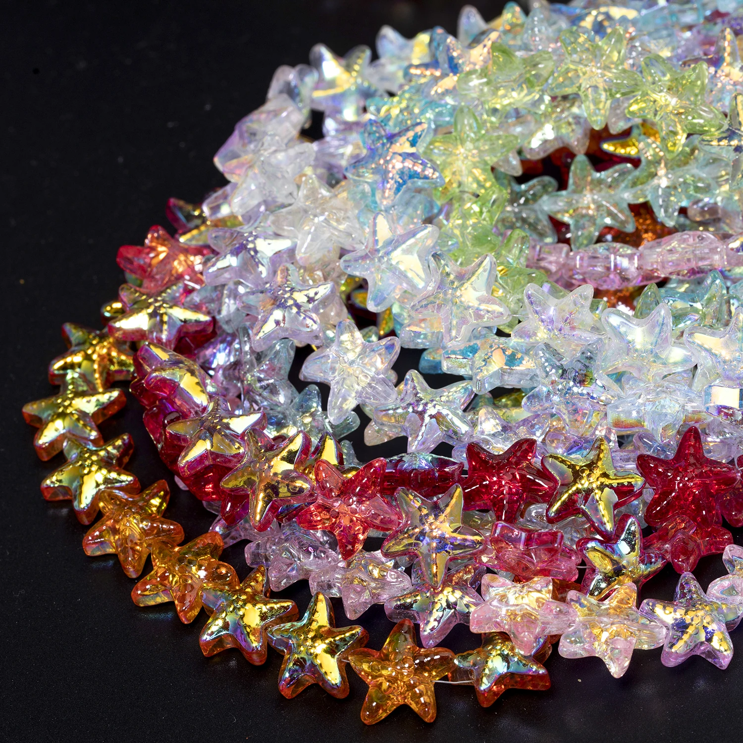 

Multicolor Half Plated Color Starfish Shape Crystal Quartz Beads Ocean Style Cute Glass Spacer Beads for DIY Jewelry Pendant