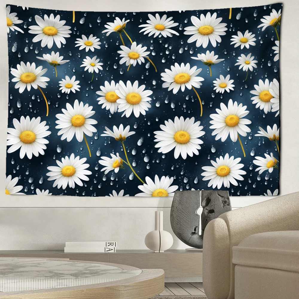 Raindrop Daisy Tapestry Wall Hanging Bohemian Hippie Tapiz Modern Art Bedroom Living Room Home Decor