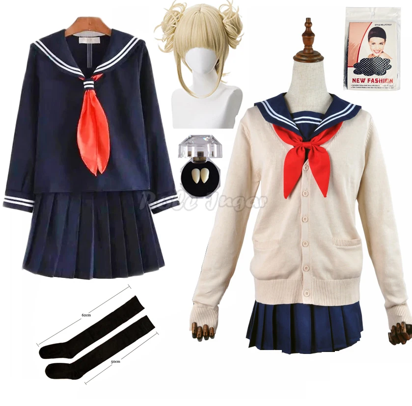 Cosplay kostium na Halloween Anime Himiko Toga JK jednolity sweter kostiumy peruki c62 c49