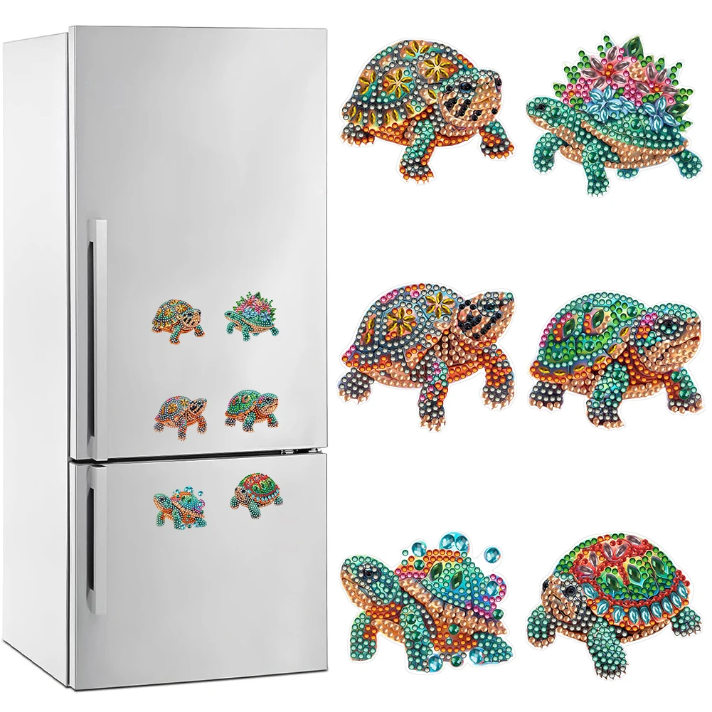 

6Pcs Acrylic Sea Turtle Special Shape DIY Diamond Painting Magnets Kit Diamond Art Refrigerator Magnet Set for Art Crafts Gift