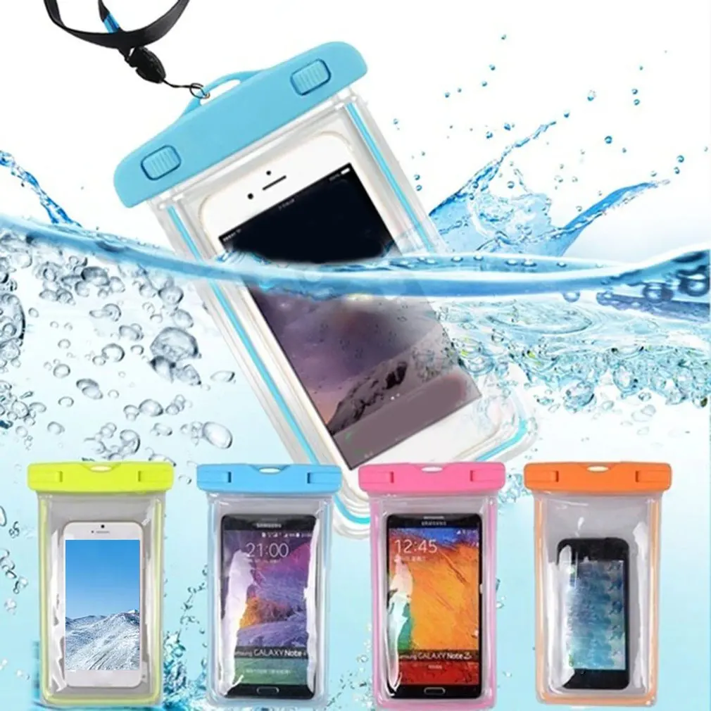 3.5-6 Inch Summer Luminous Waterproof Phone Case Pouch Swimming Beach Dry Bag Phone Case Cover Camping Holder For Cell Phone