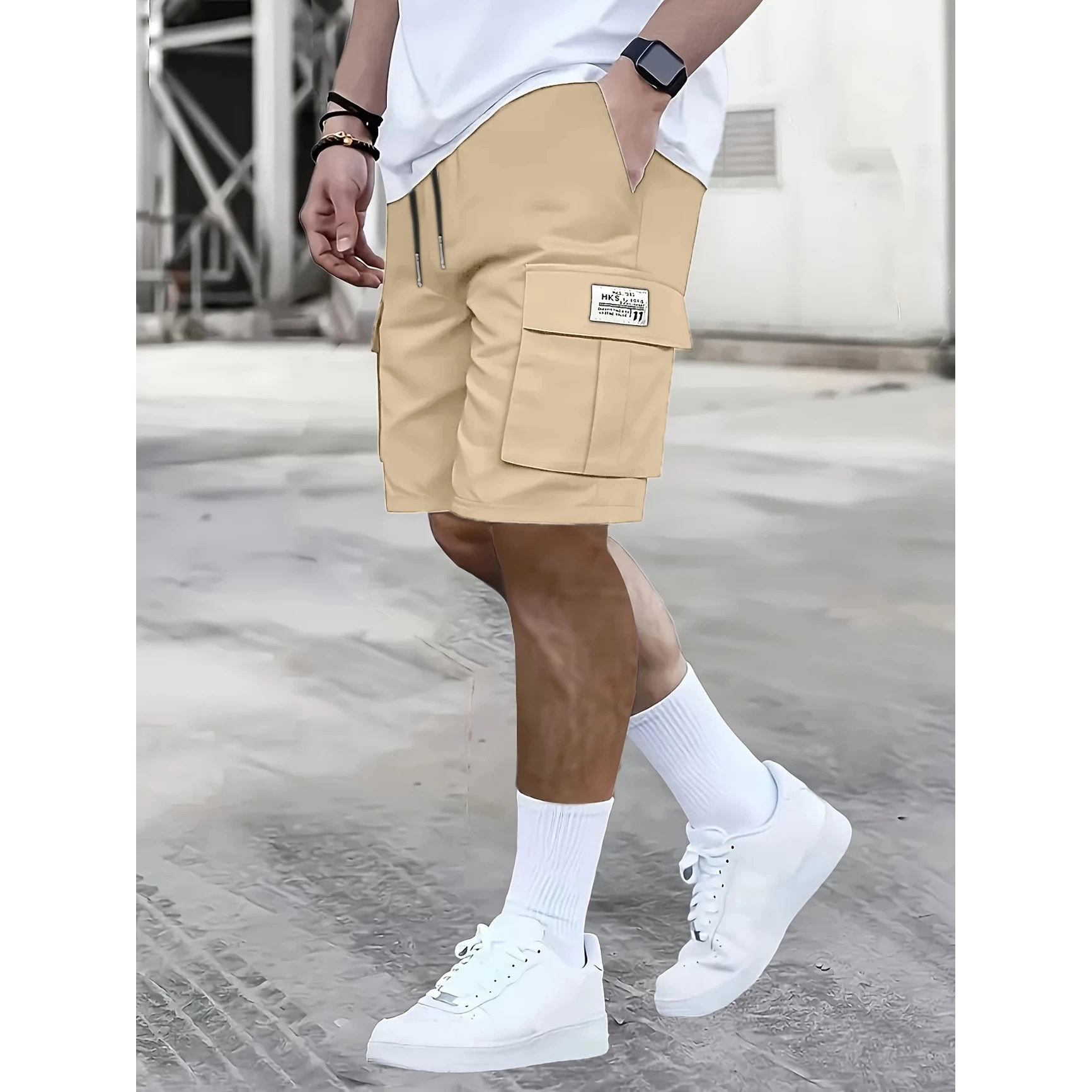 Casual Fashion Men's Workwear Short Pants Summer Sporty Multi-Pocket Loose Fit Five-Quarter Length Straight Leg Straight Tube