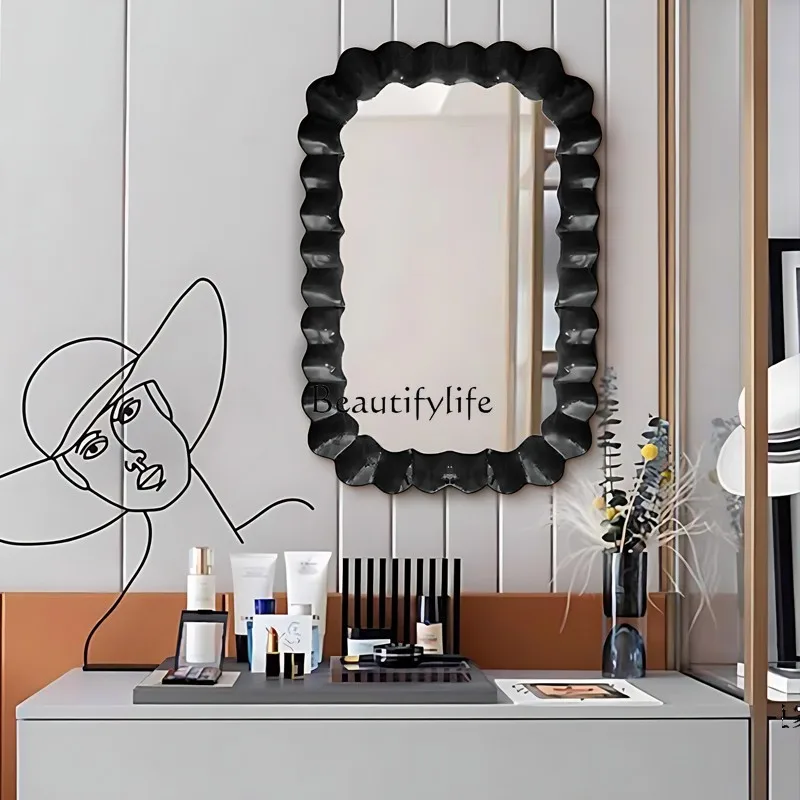 French Shaped Bathroom Mirror Wall Hanging Creative Retro Bedroom High-End Makeup Mirror Wall Hanging