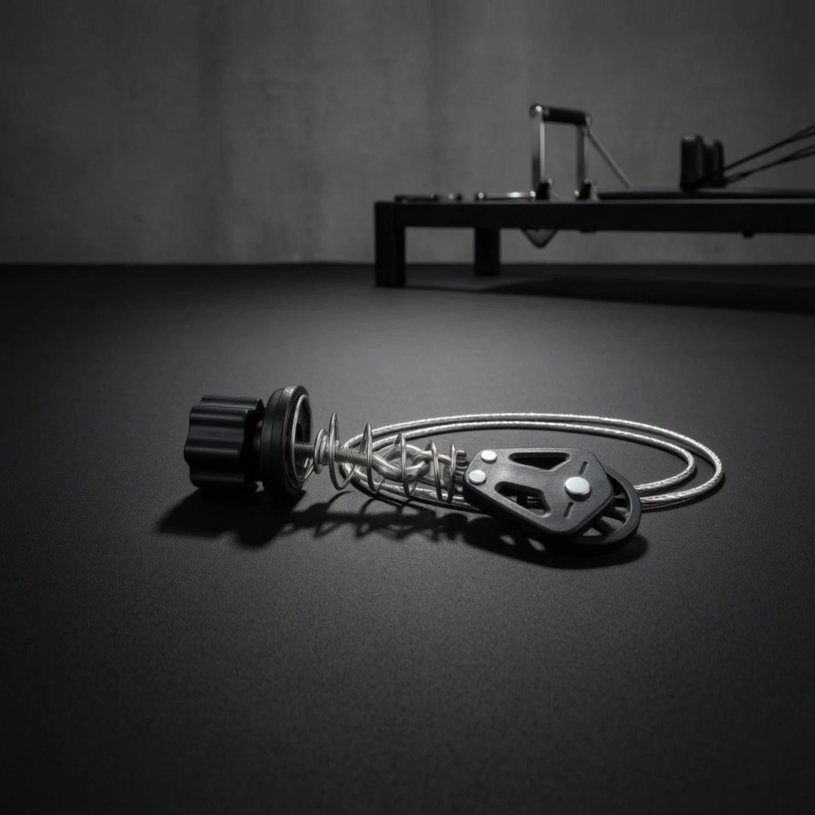 Mind-Body Center Bed Pulley Coiled-Loaded Center Bed Pulley Exercise Gear Metal Hook Black Finish