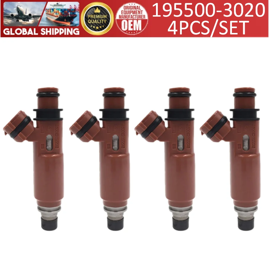 High Quality 4pcs Fuel Injector 195500-3020 For 1998~2003 Mazda 323 Demio Mk8 1.3L #B31R-13-250