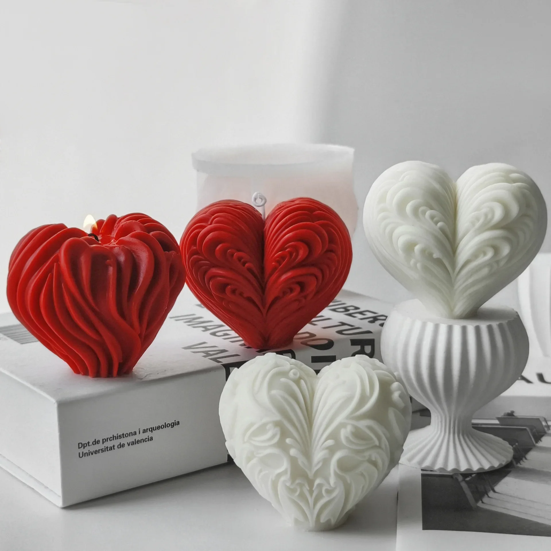 Heart Candle Silicone Mold Handmade Gifts Valentine's Day Plaster Resin Ornaments Mould Soap Candle Making Supplies