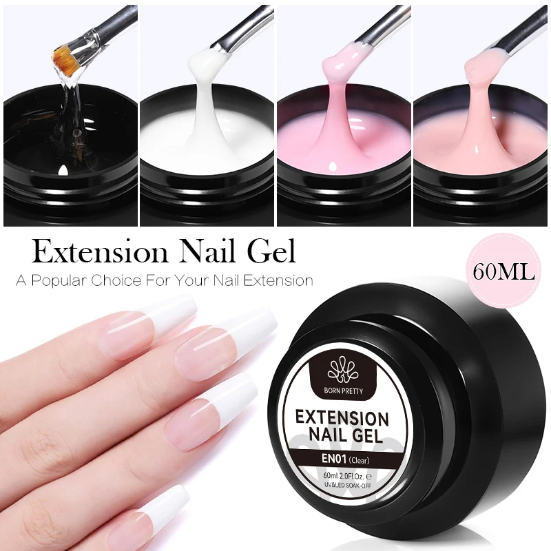 BORN PRETTY 60g Baby Pink Extension Gel Nail Polish For Nail Buliding Milky White Carving Construction UV Self Leveling Gel