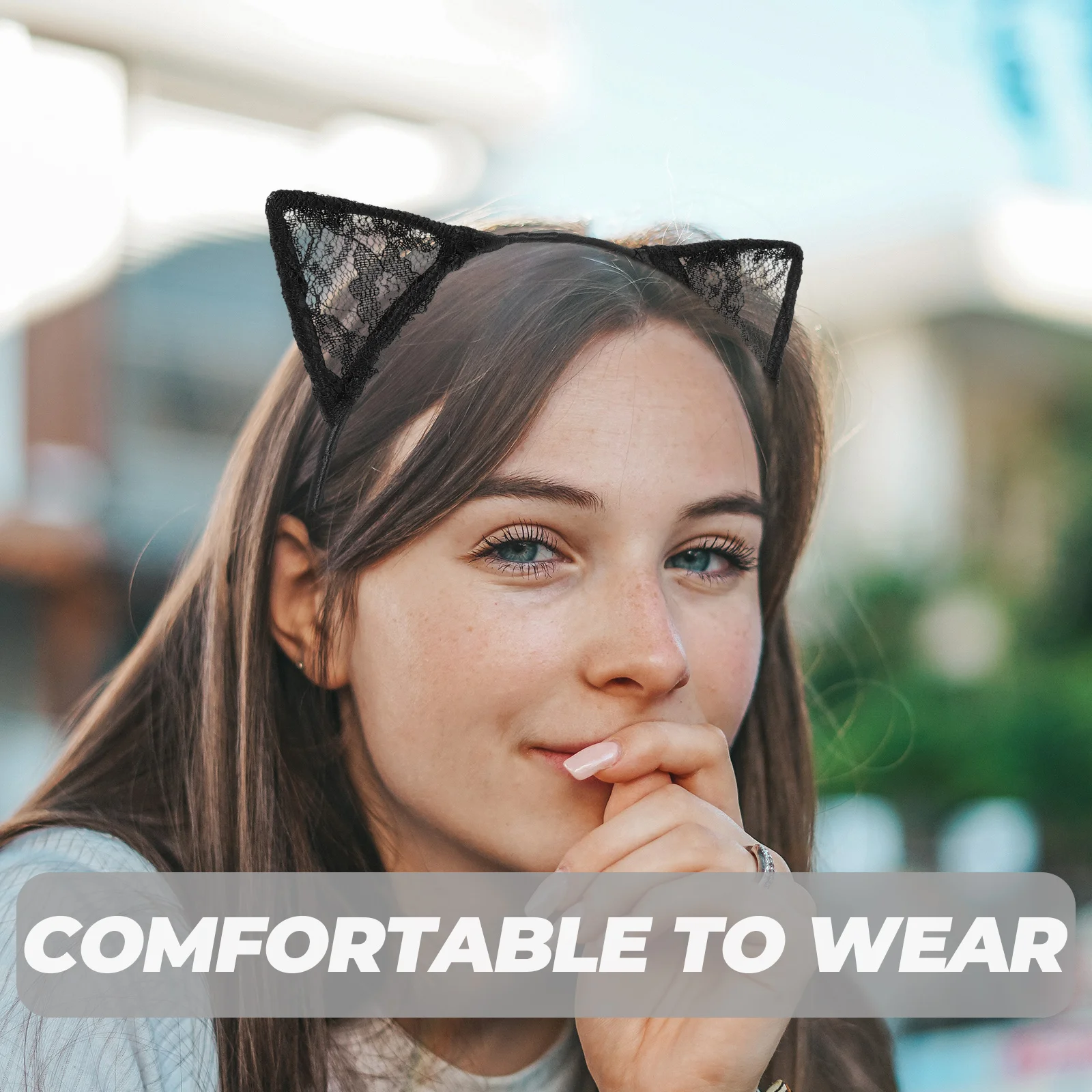 

Повязка на голову с кошачьими ушками, проводная металлическая регулируемая форма, костюм для вечеринки, платье для выпускного вечера, маскарадная кружевная повязка на голову, платье с кошачьими ушками