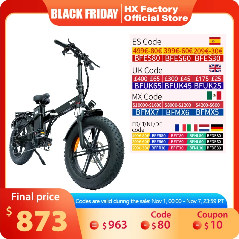 HX Q22 Pro 2000W Adult Ebike Electric Bike Folding 62KM/H 35AH 48V 20 inch Fat Tire Electric Bicycle Off-road Cycling Bike