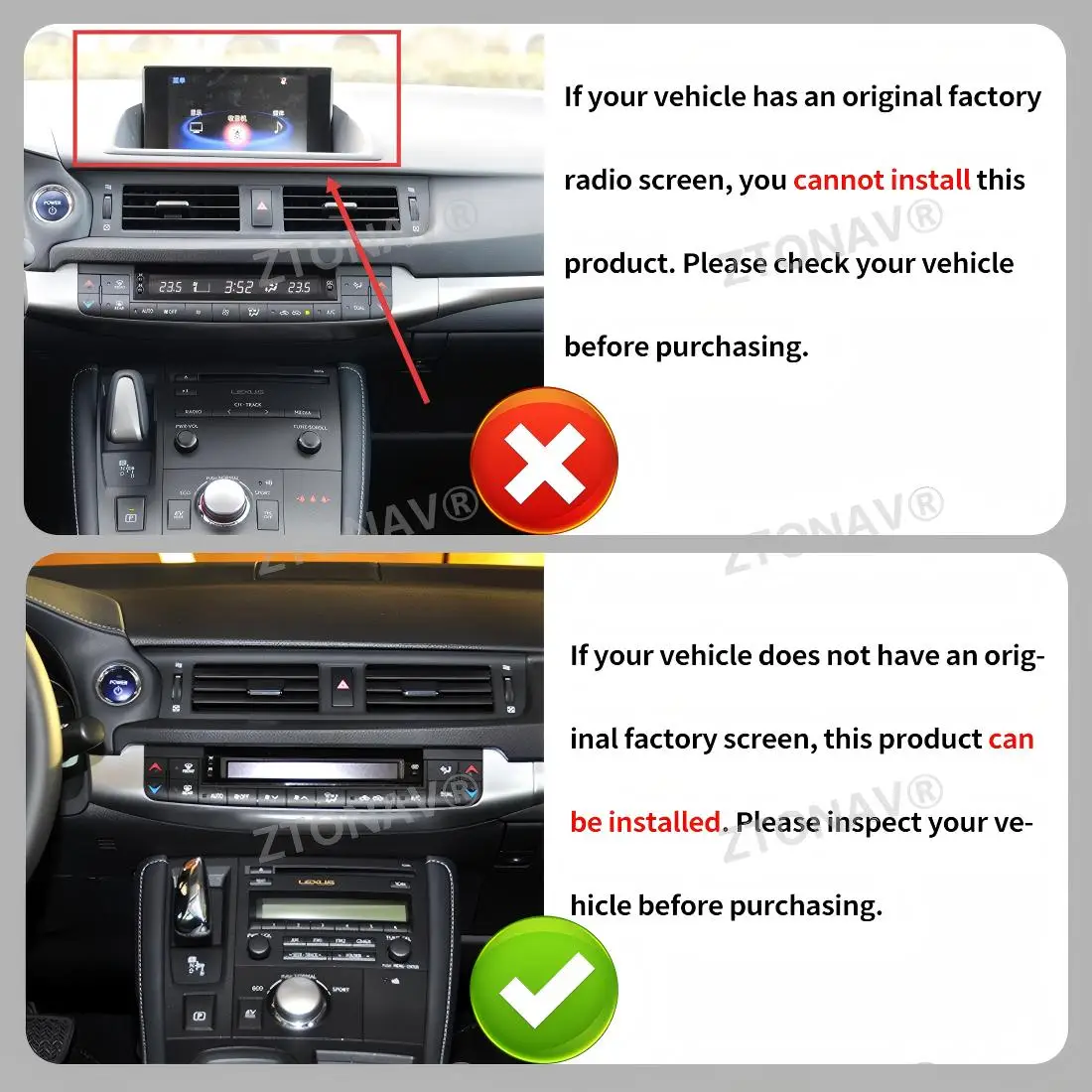 Carplay Car Radio For Lexus CT200H CT200 2011 - 2018 Car Stereo Android Multimedia GPS Screen Headunit In-dash Navigation