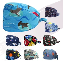Unisex Soft Scrub Cap Cartoon Printing Scrubs Hat for Women Surgicals Hat Women's and Men Operating Room Hat Nursing Accessories