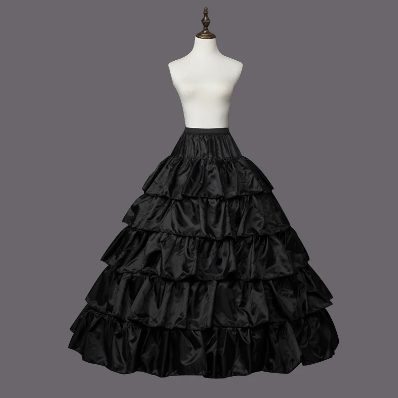 Jupon de Robe de Bal en Tulle Noir, 4 Cerceaux, 5 Couches, Crinoline, Sous-Jupe à Gros Volants, Accessoires de Mariage, CQ5