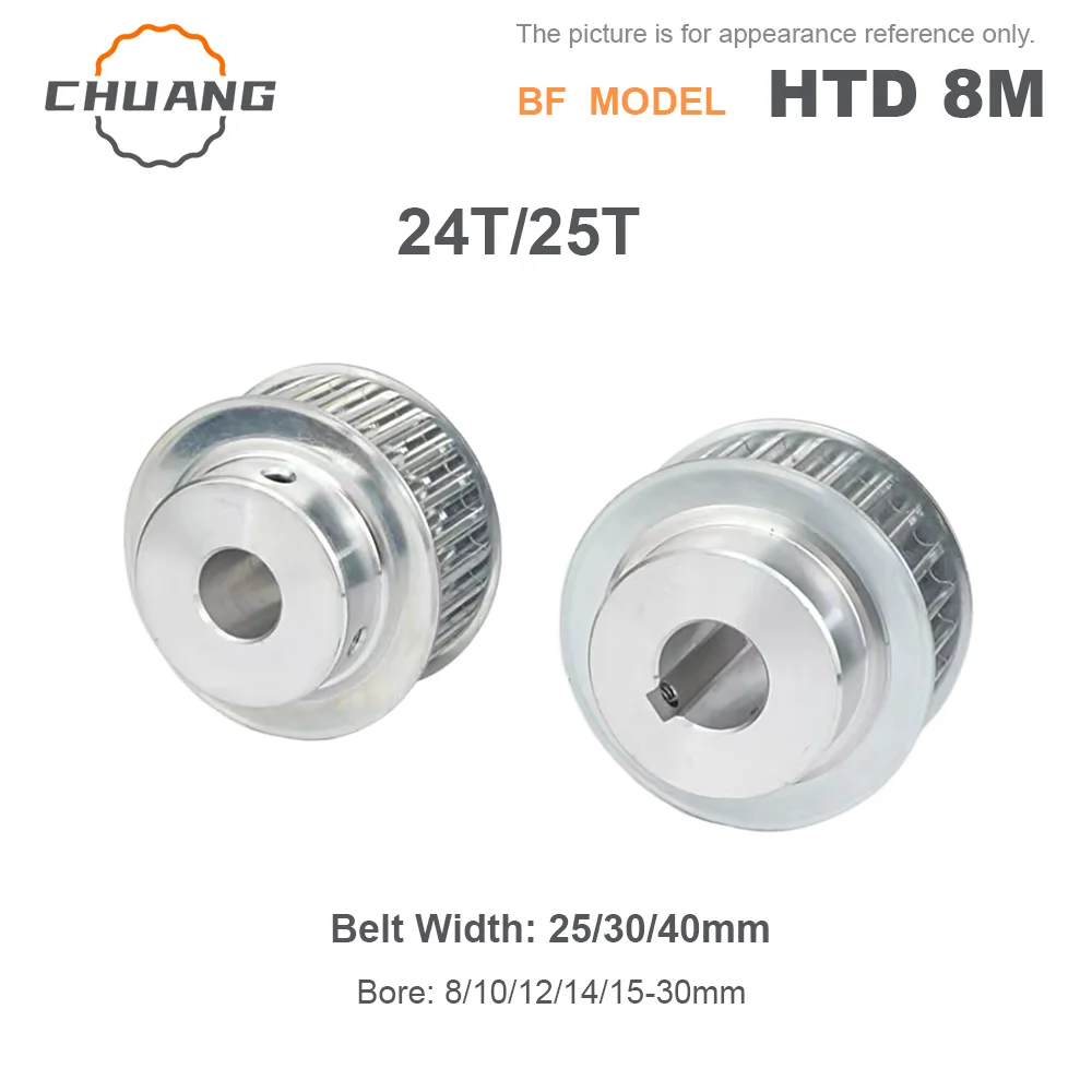 

HTD 8M Timing Belt Pulley BF-Type 24T 25Teeth Keyway Hole 8-30mm For 20/25/30/40mm Wide Belt HTD 8M BF-Type 24T 25T