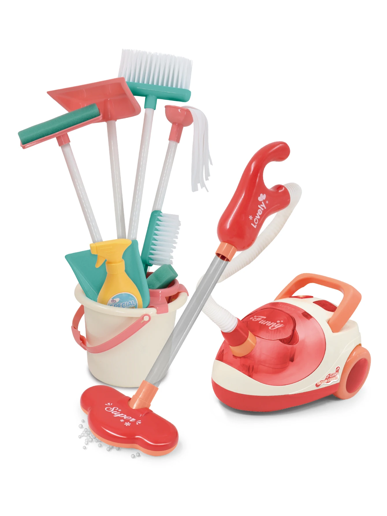 Aspirateur Sanitaire pour Maison de Jeu, 11 Pièces Adapté aux Enfants de Plus de 3 Ans, avec Aspiration Fonctionnelle