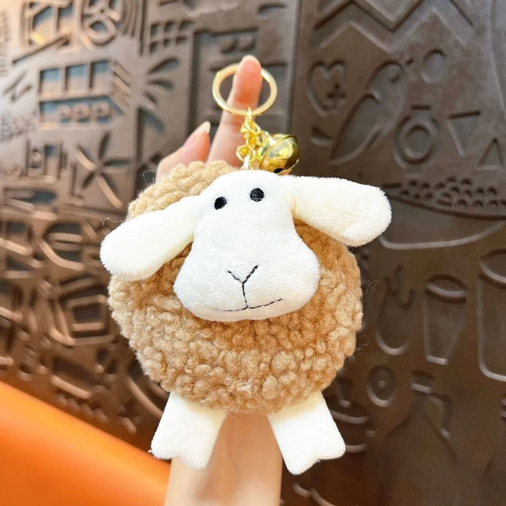 Portable Soft Rolling Lamb Keychain Cartoon Chinese Zodiac Sheep Plush Pendant Chubby Plush Keychain Car Key Decor
