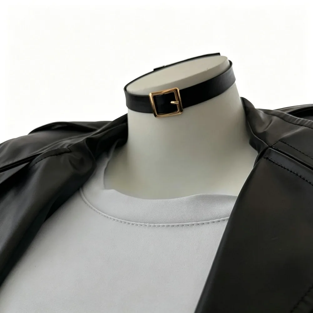 Smoking Behind the Supermarket with You Yamada Tayama Full Cosplay Costume Set, Women Cool Motorcycle Leather Jacket Outfit - view 4