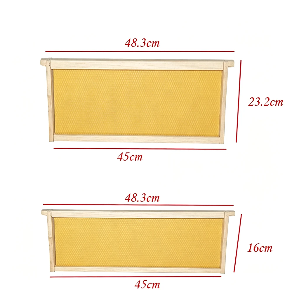 50Pcs Unassembled Langstroth Bee Frames, Pine Wood Beehive Frame PP Plastic Foundation Sheet Beekeeping Honeycomb Foundation