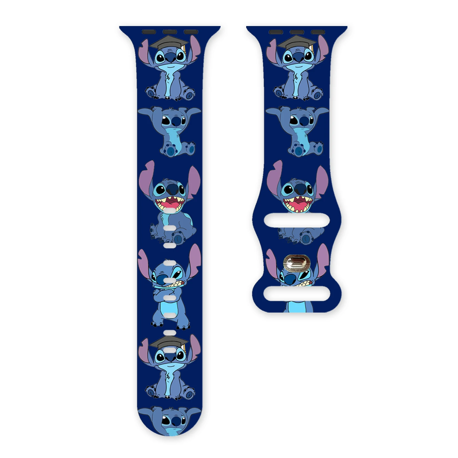 

Ремешок для часов с принтом Disney Stitch 3 для Apple Watch 11, 10, 9, 8, 7, силиконовый ремешок, сменный браслет для iWatch 46 мм, 44 мм, 42 мм