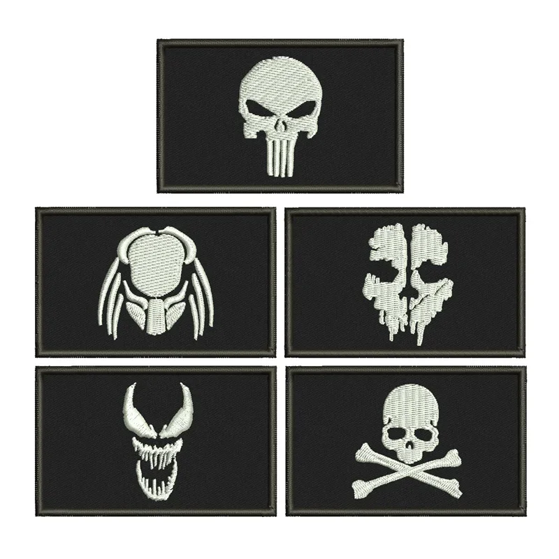 Punisher Seals Embroidered Badge Skull Warlock Air Badge Arm Badge Outdoor Bag Sticking Hook and Loop Patch Customized