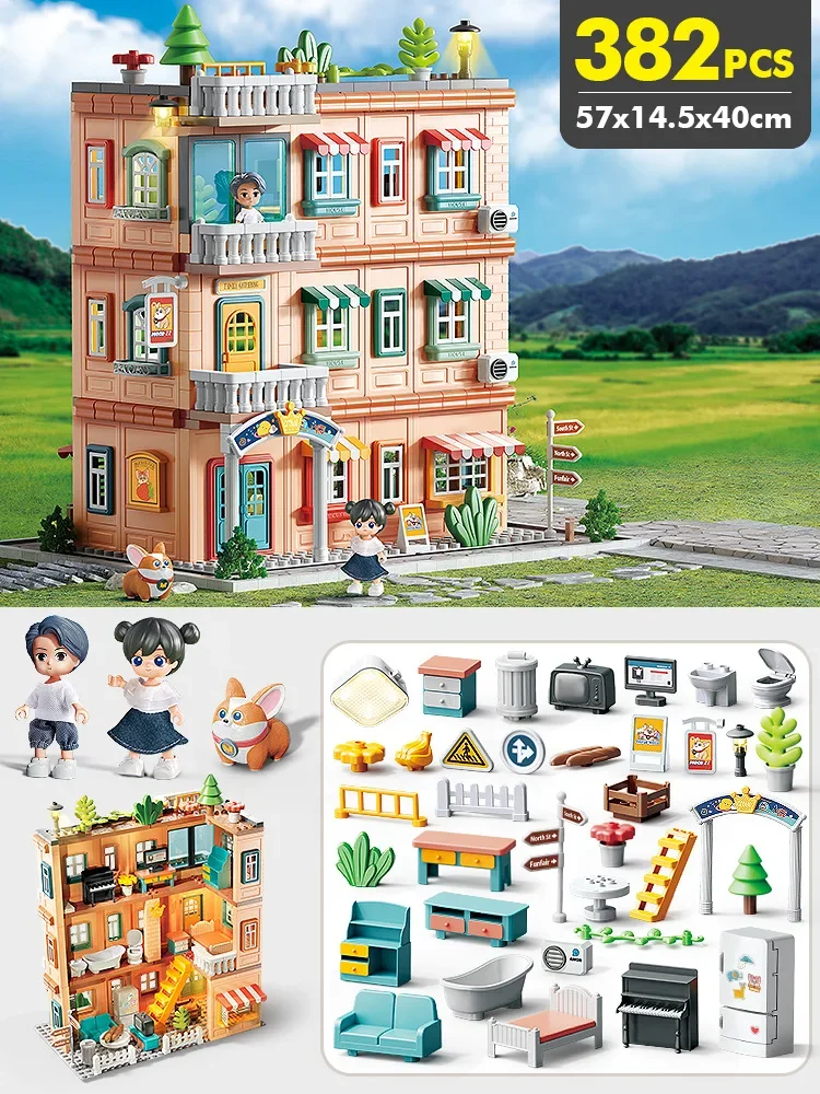 Big Building Blocks Suit Villa Children Play House Compatible Large Bricks Assemble Children Kids Girl DIY Creativity Toys Gift