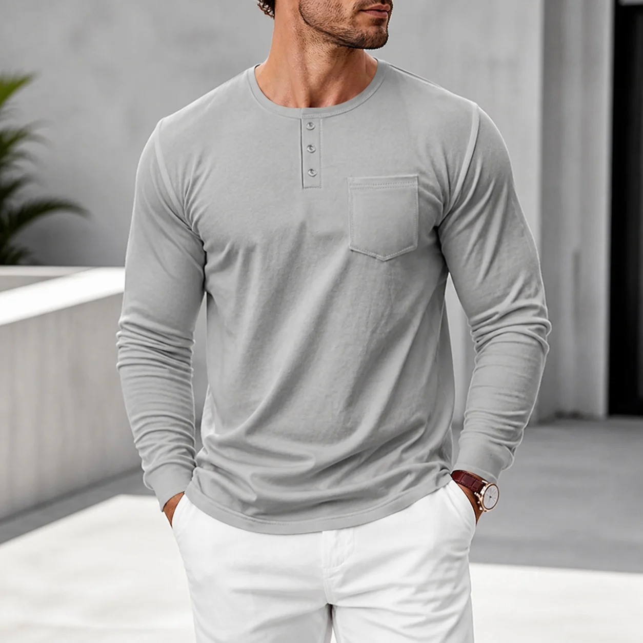 No Hood Long Sleeve Slim Fit Shirt with Crew Neck Pullover Autumn Regular Sleeve Wrinkle Finish Men T Shirts and Tank Tops
