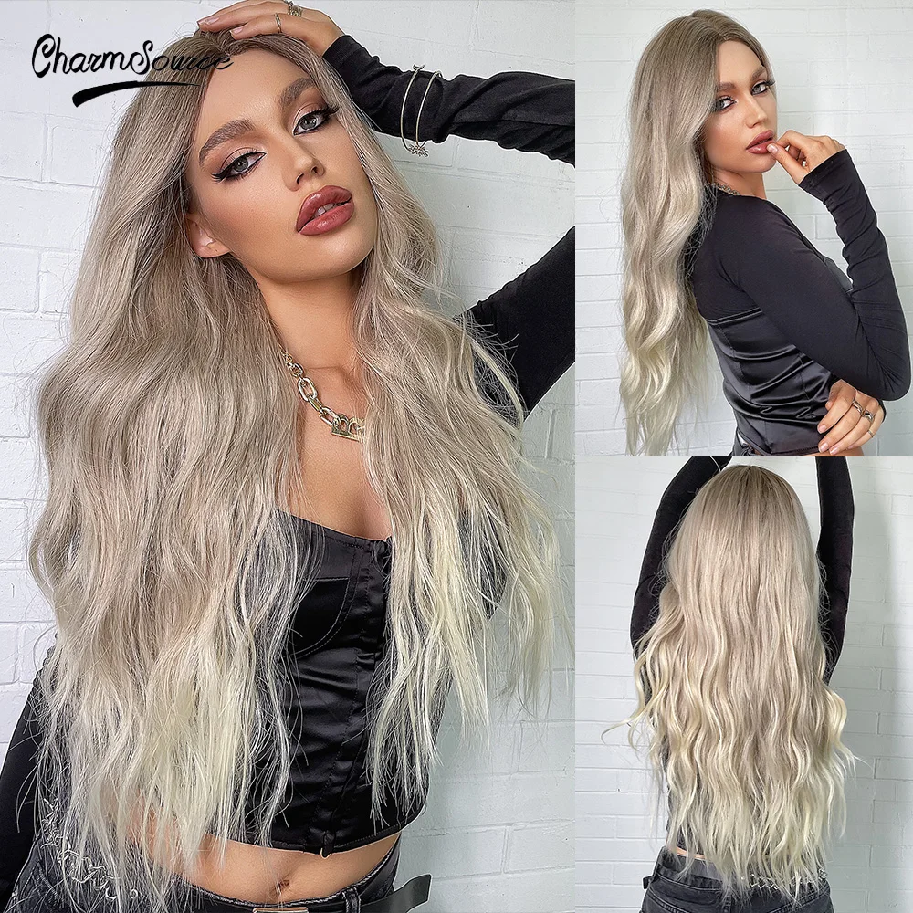 Charmsoure Blonde Wig Body Wave Lace Front Wig Daily Natural Women's Wigs Heat Resistance Synthetic Lace Wigs