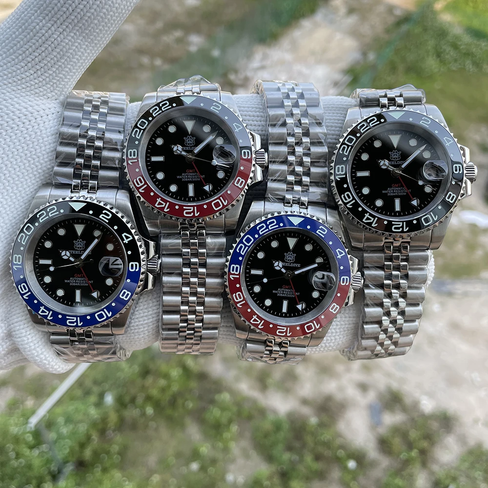 Mechanizm NH34 Nowy zegarek 2023 Cztery wskazówki GMT STEELDIVE 41MM SD1993 C3 Super Luminous 300M Wodoodporny męski zegarek nurkowy Reloj