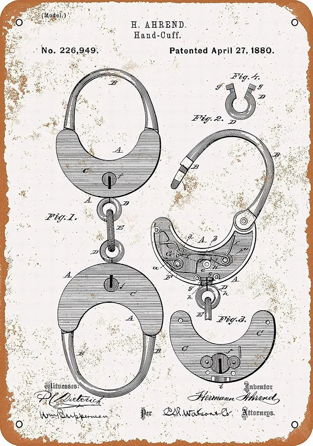 METAL SIGN - Patent Vintage Retro Wall Decor Art-aluminum