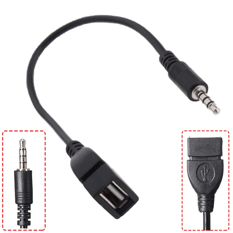 

New 3.5mm Black Car AUX to USB Audio Cable Universal Cars Electronics Play Music Auto Audio-Cable USB Headphone Converter