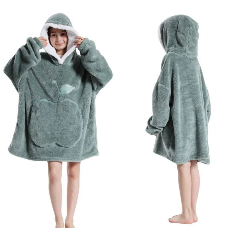 Damen Herbst Winter Fleece Tragbarer Decken-Bademantel Mädchen Damen Loungewear Weiche Warme Nachthemd Teenager Lose Übergrößen-Pyjamas – Detail 22
