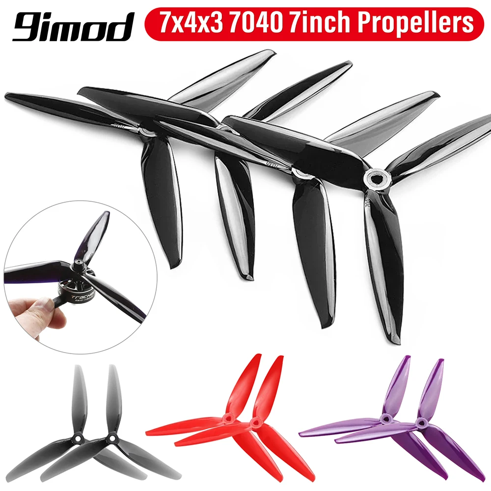 مراوح 9imod-tr-blade لطائرة سباق بدون طيار RC FPV ، HQProp ، HQ 7X4X3 ، 3 شفرات ، CW + CCW ، أجزاء ذاتية الصنع ، 2 10 أزواج