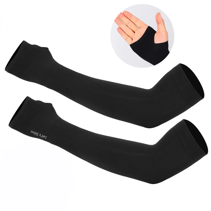 Summer Cool Arm Sleeve Finger Sleeve Ice Cool High Elasticity Outdoor Cycling Fingerless Fishing Customized Ice Silk Sleeve