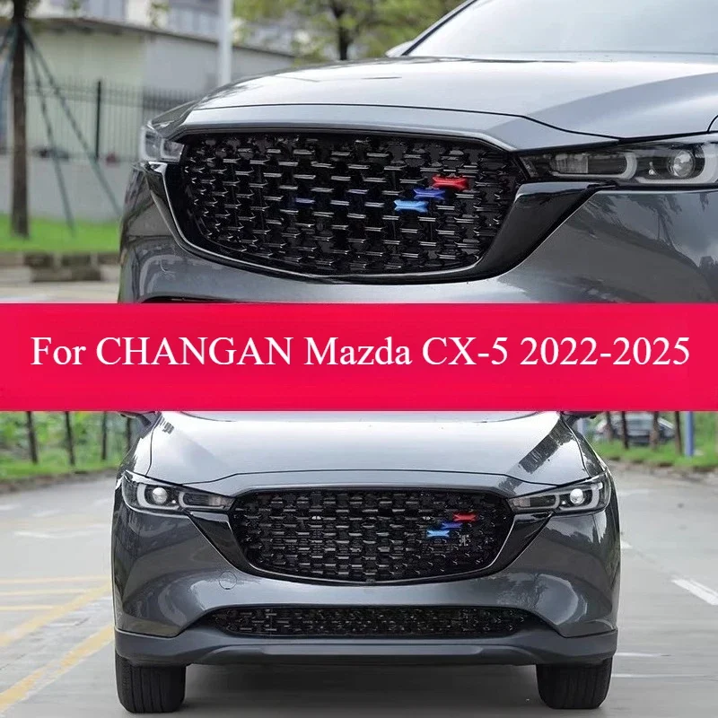 For CHANGAN Mazda CX-5 2022-2025 Grille Three-color Trim Strip Front Grid Patch Exterior Parts Racing Grills Accessories