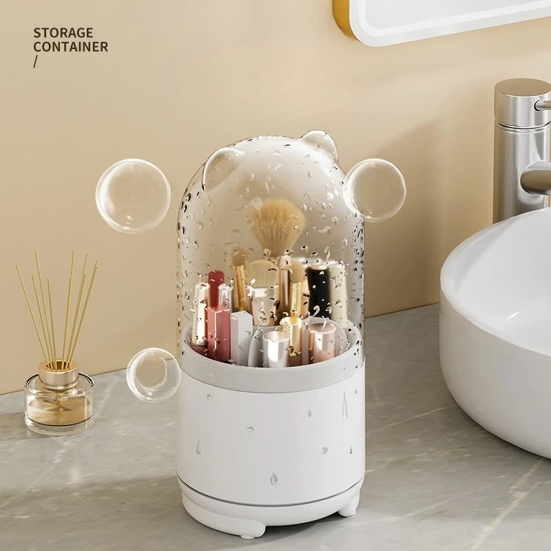 Hatsune Miku-organizador de brochas de maquillaje giratorio a prueba de polvo, contenedor de lápices y bolígrafos de escritorio, caja de almacenamiento de dibujos animados, soporte para sombra de lápiz labial