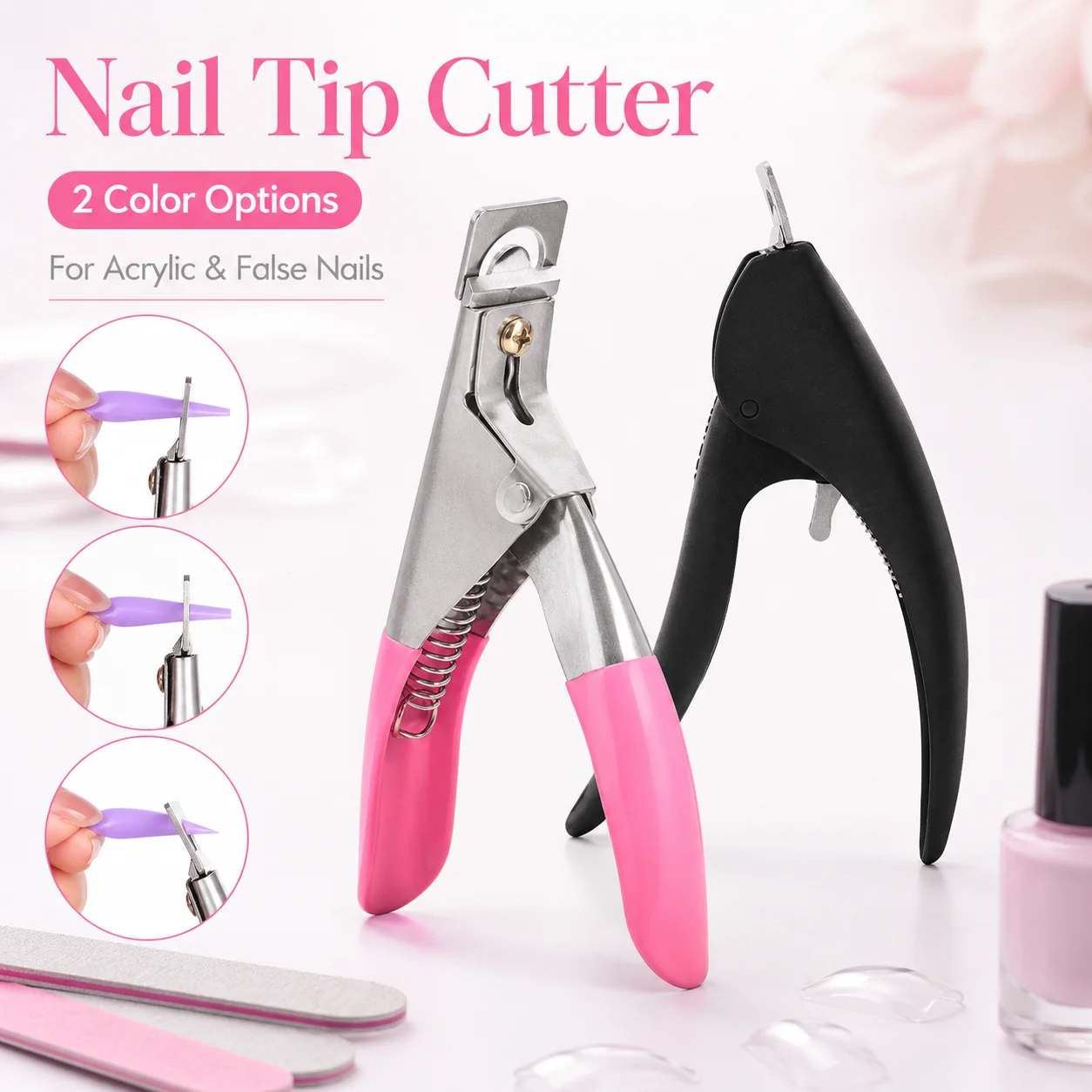 Acrylic Nail Tip Cutter, False Nail Clipper Tool for Artificial Nails, U Shape Nail Tip Trimmer with Spring Handle, Manicure Tool for Salon and DIY Nail Art