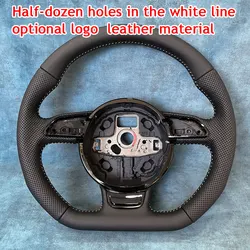 NoEnName_Null for Audi A3 A4 A5 A6 A7 Q3 Q5 Q7 Fully Perforated Steering Wheel Flat Bottom Steering Wheel Campaign