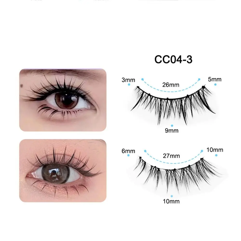 2 Pairs Handmade Magnetic Fake Lashes Natural Thick Glue-free 3D Mink Eyelashes Reusable With Tweezzer Makeup Tools Women