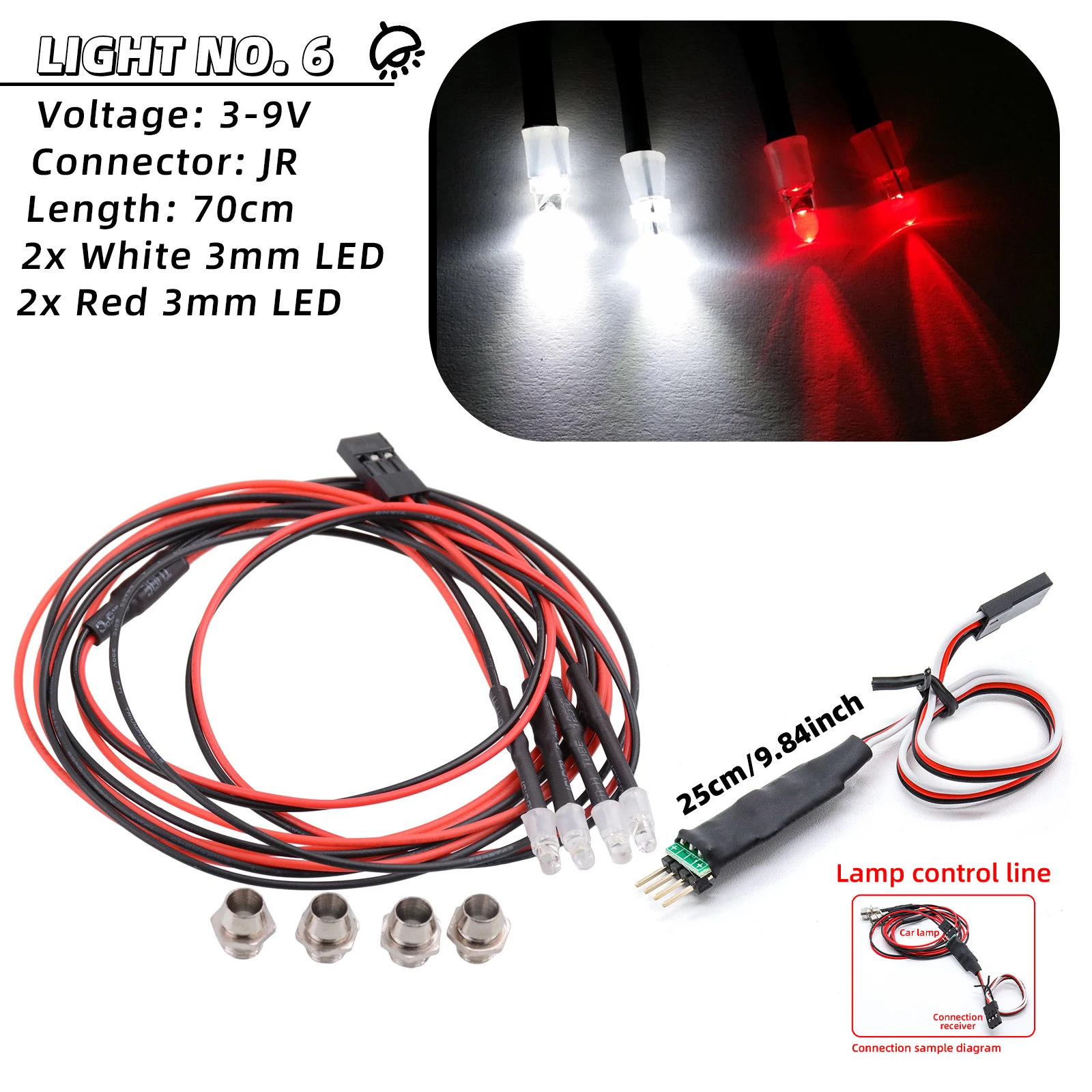 3/5mm RC Car Lamp Kit Universal LED Color Decorative Light Switch for 1/8 1/10 1/12 1/24 Axial SCX10 Trx4 Tamiya Crawler Truck