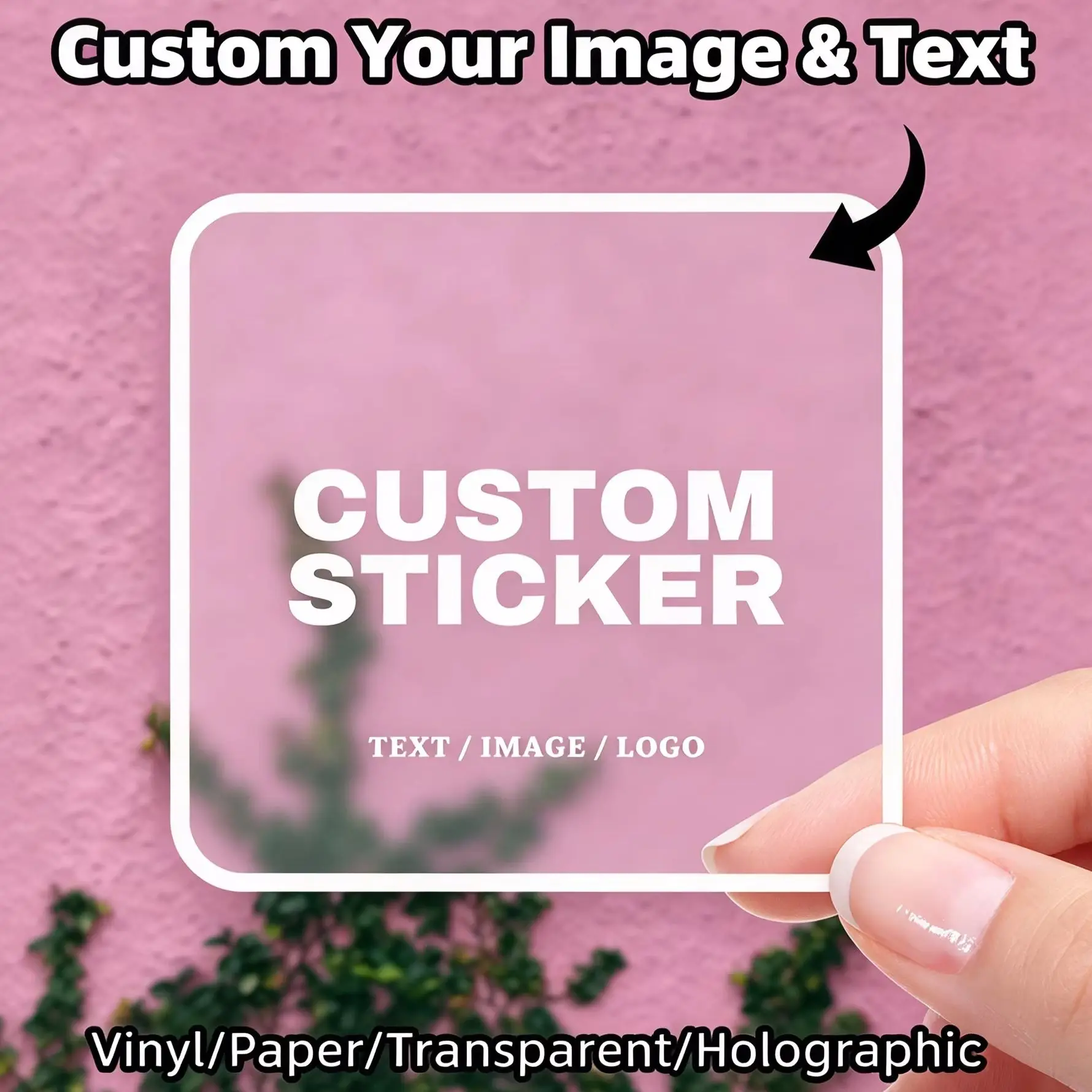 1-120Pcs Square Transparent Custom Stickers, personalized text image stickers for Family & Friends, Holiday Gift & Card Accents
