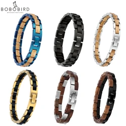 BOBO BIRD Men's Bracelet Wooden Bracelet Gifts For Men Women Links Charm Bangle Jewelry Pulseras para hombre Custom Dropshipping