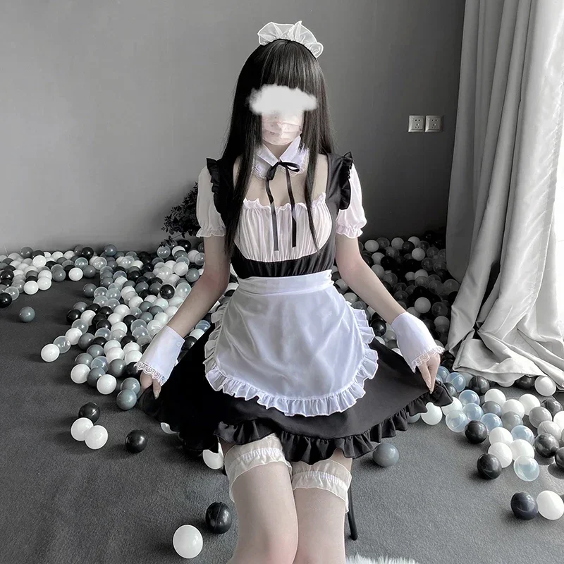 Maid Cosplay Sexy Erotische Kawaii Lingerie Ruche Transparante Kostuums Hoge Kwaliteit Verleiding Jurk