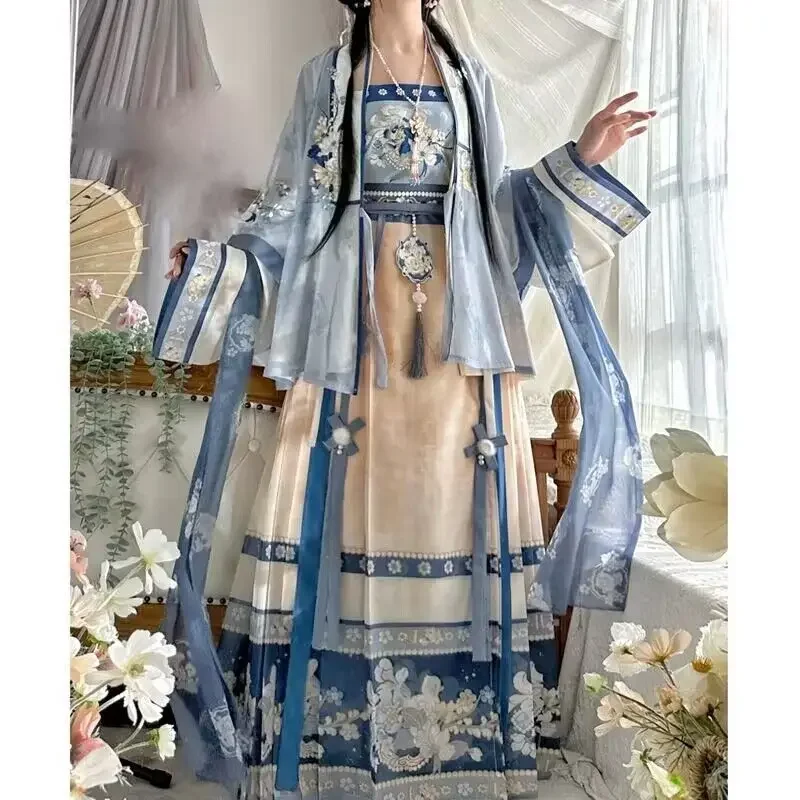 

Женское платье Hanfu, традиционный китайский костюм для косплея, древний ассортимент Hanfu, студенческое синее и зеленое платье Hanfu для женщин