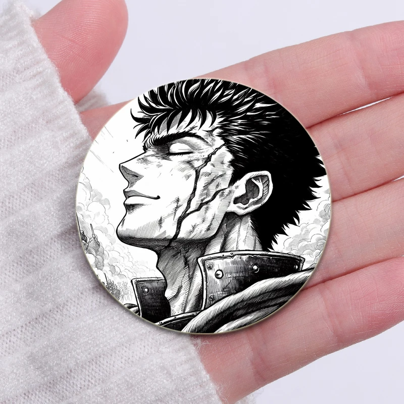 58mm Anime Character Berserker Pins Tinplate Badge DIY Custom Cartoon Brooch for Fans Collection Gifts Clothes Hats Decoration